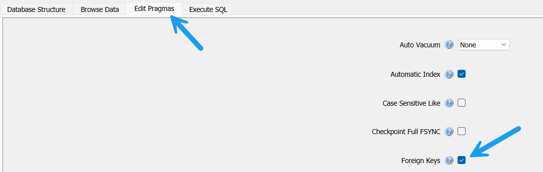 Foreign Keys Pragma